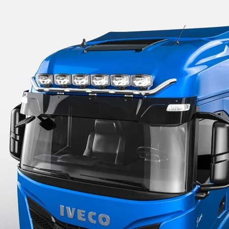 Rampe de toit inox Iveco S-Way sur visière option Leds pré-câblée 6 sorties