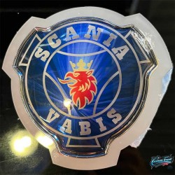 Logo lumineux de calandre Scania Vabis rouge et fond bleu