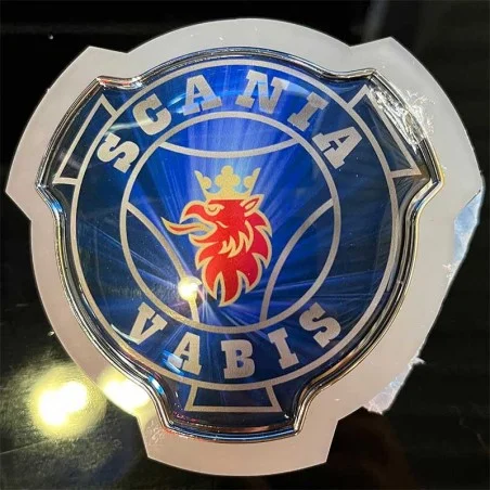 Logo lumineux de calandre Scania Vabis rouge et fond bleu