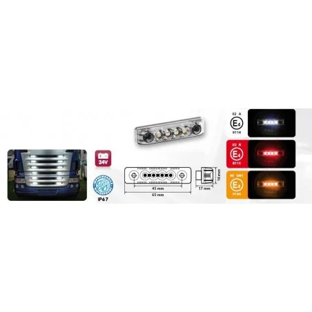 FEU DE GABARIT 4 LEDS CHROME A POSER ECLAIRAGE BLANC