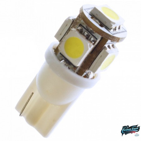 Ampoule 5 LEDS Wedge T10 24 volts blanc / rouge / orange