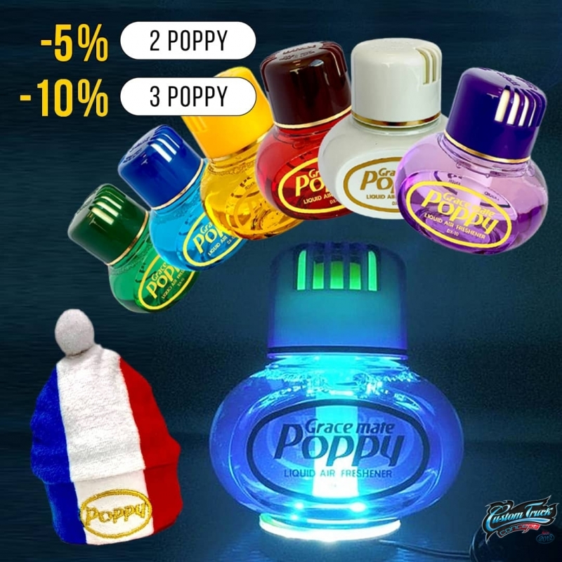 Pack Flacon Poppy avec Support LED RGB et Chapeau France