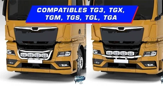Rampes de calandre compatibles MAN TG3, TGX, TGM, TGS, TGL, et TGA.