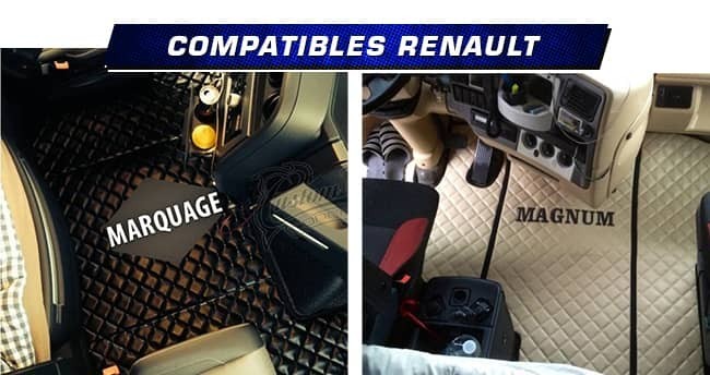 Tapis Renault T et Magnum compatibles, capot moteur de cabine adaptés