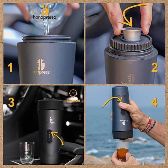 Utilisation de la cafetière Expresso Handpresso portable USB sur batterie pour capsules Nespresso