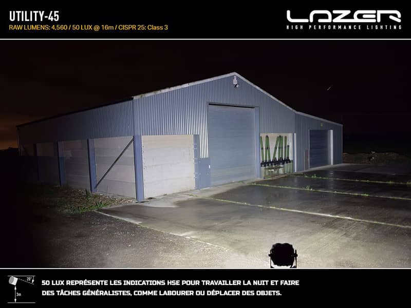 Diffusion du Feu de Travail Lazer Utility 45 éclairage Blanc avec Monte large