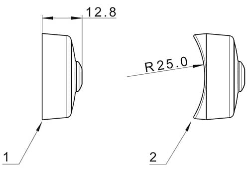 Deuxième dessin technique feu de gabarit 4 leds encastrable