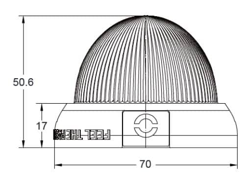 Dimensions du Feu Melon RGB IZE LED fumé 12V-24V