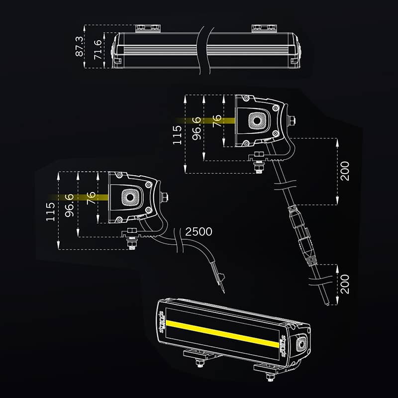 Dimensions de la Barre Led Siberia XP DR double rangée