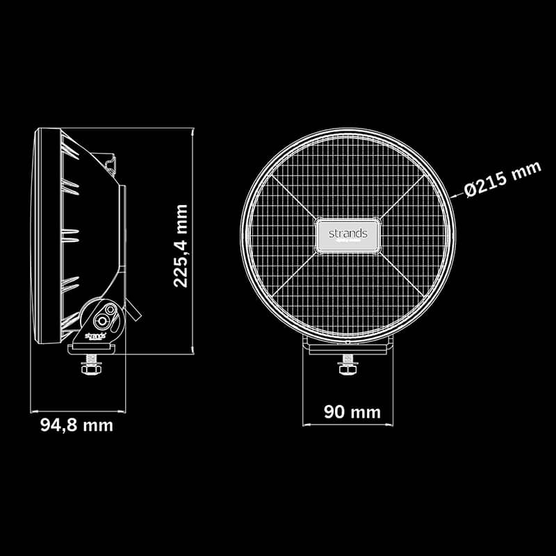 Dimensions du Phare longue portée blanc / orange 9 pouces IZE LED OG 12-36V