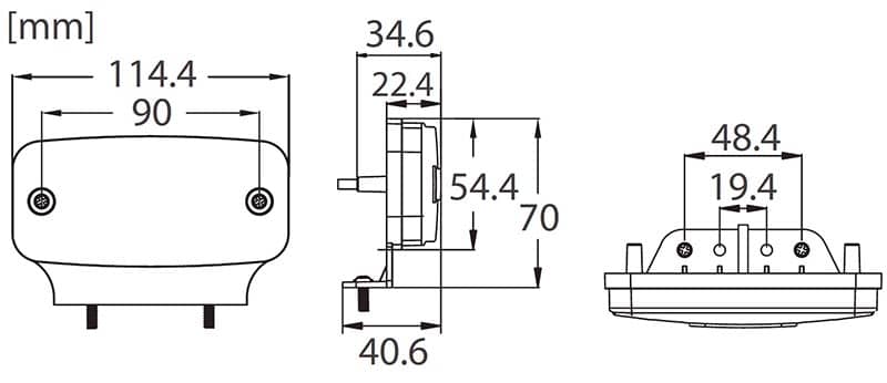 Dimensions du support équerre pour feu de position 12v-24v Optoline D Ledson
