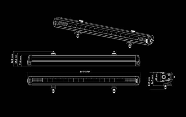 Dimensions Barre Led Siberia XPA SR 22 pouces
