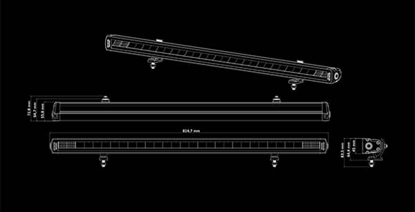 Dimensions de la Barre Led Siberia XPA SR 1 rangée