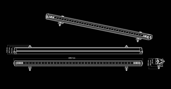 Dimensions de la Barre Led Siberia XPA SR 42 pouces pour 1 rangée
