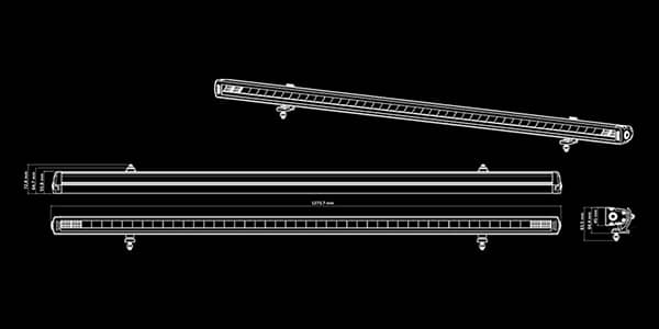 Dimensions de la Barre Led Siberia XPA SR 50 pouces pour 1 rangée