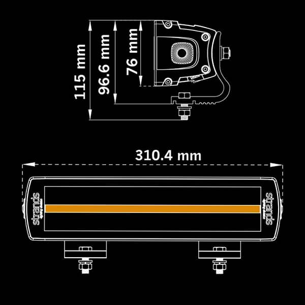 Dimensions de la Barre Led Siberia XPA DR 12 pouces double rangée