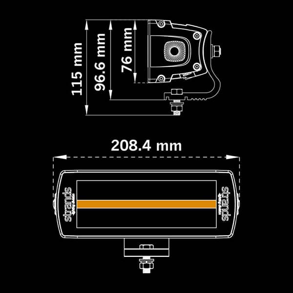 Dimensions de la Barre Led Siberia XPA DR 8 pouces double rangée