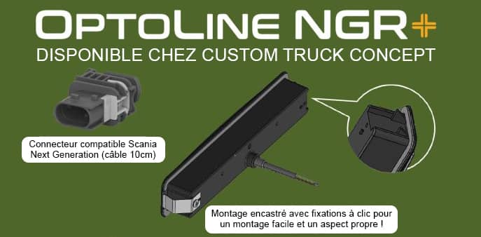 Feu de position LED blanc orange Optoline NGR 10V 48V avec câble Scania Next Generation