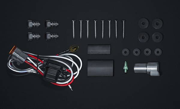 Installation pack 2 barres led 10 pouces nuuk E-line et plaque d'immatriculation