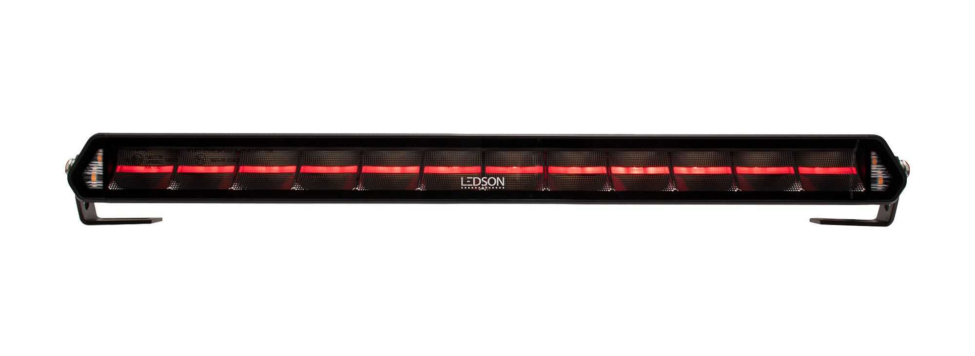 Vue de face Barre LED de travail 20 pouces Epix Ledson 9-36 volts 180 Watts éclairage rouge